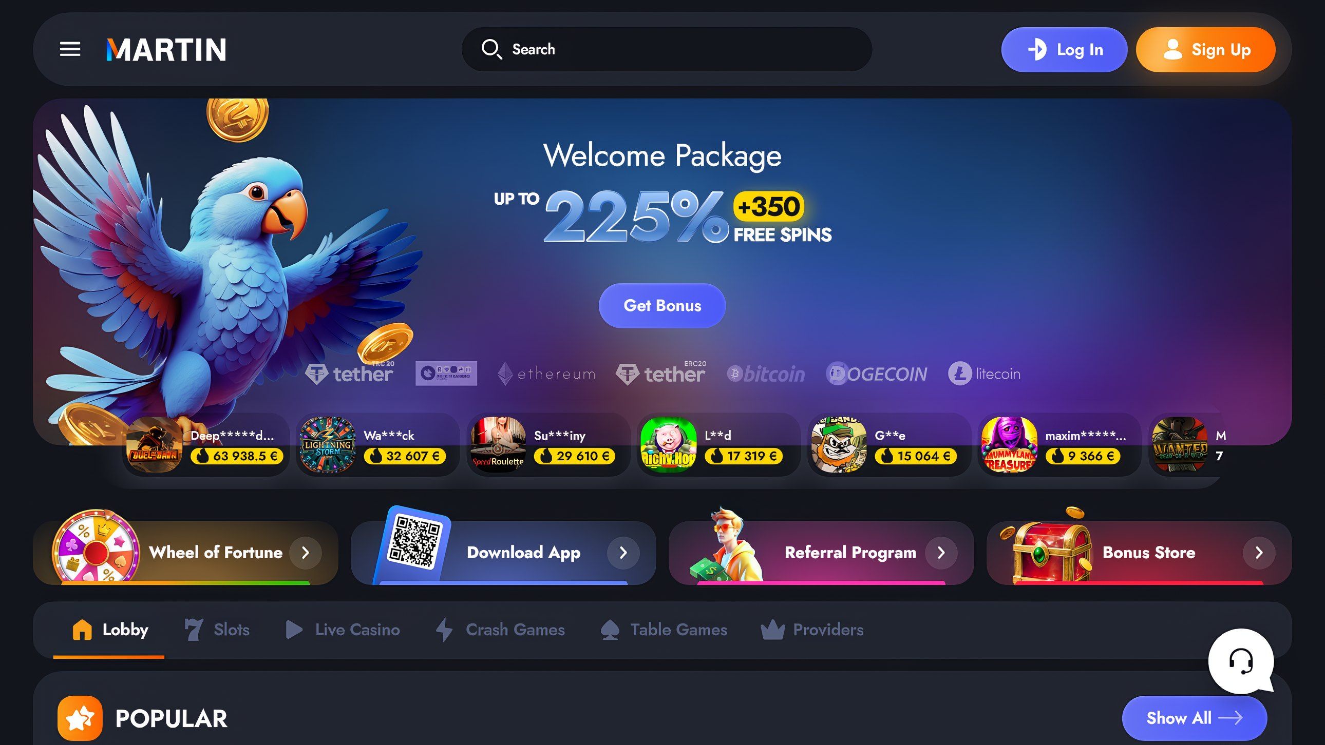 Martin Casino desktop screenshot 1